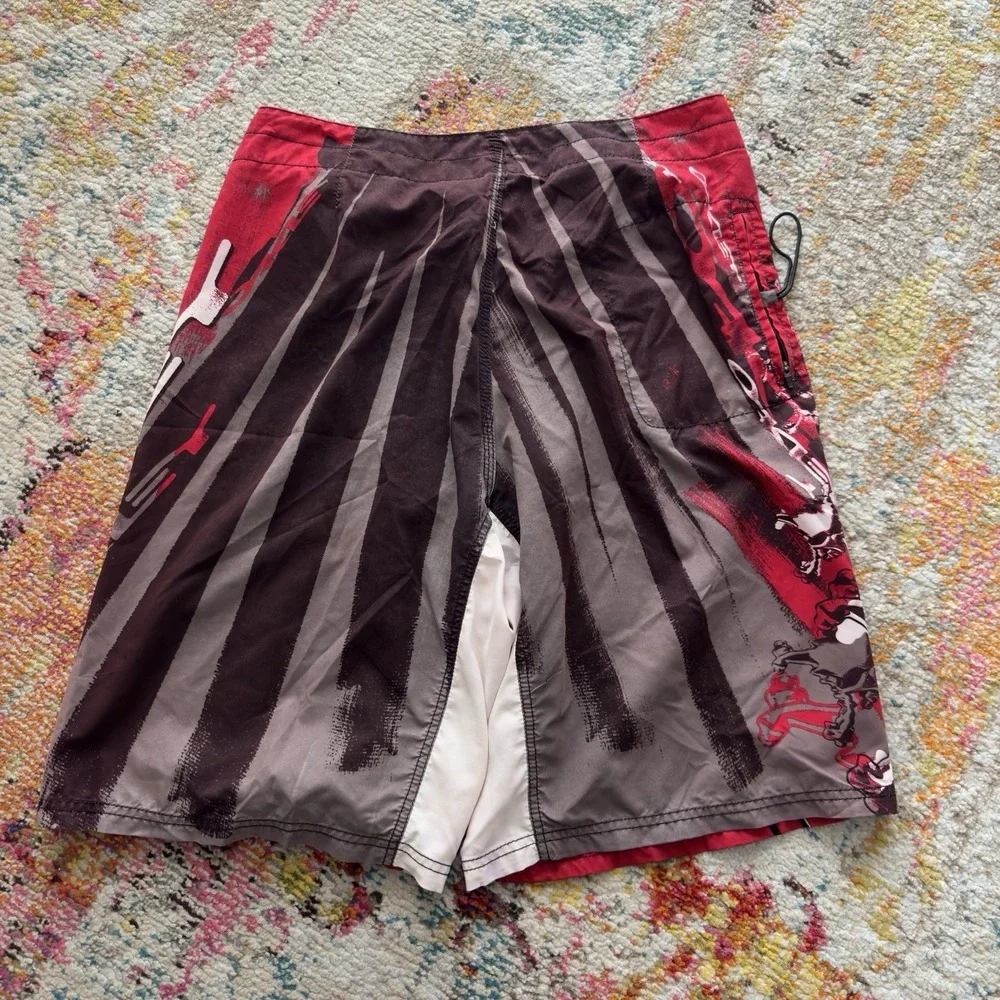 Vintage Y2K Oakley Graphic Board Shorts Swim Trunks Red‎ Size 36